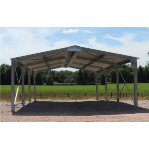 https://www.techni-contact.site/ressources/images/produits/merchandising/abri-bi-pente-en-kit-6x15x3-35m-41843954-1.jpg - D’une surface de 90m², ce carport métallique est idéal pour la protection de vos véhicules et/ou outils.