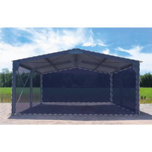 https://www.techni-contact.site/ressources/images/produits/merchandising/abri-bi-pente-en-kit-8x10x3-35m-bardage-2-pignons-1-long-pan-95286671-1.jpg - Mettez à l'abri vos véhicules et matériel avec notre carport en kit de 40m² à structure acier galvanisé à chaud et couverture de tôles laquées 5 ondes renforcées.