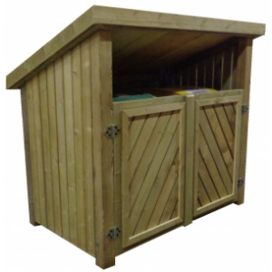 Abri conteneur en bois - Hauteurs : façade = 150 cm - arrière = 110 cm