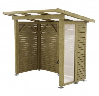 Abri de bus en bois pin - Dim : L.273 x 186 x H.237 cm - Pin traité classe IV