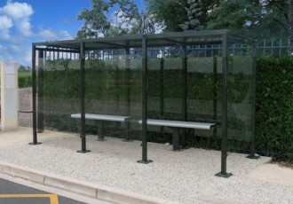 Abri de bus toit plat - Dimensions (L x l) : 3750 x 1600 ou 2500 mm