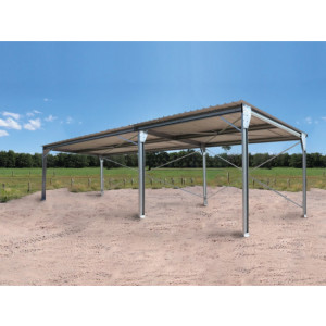 Abri monopente en kit - 4x10x3,40m - 40m² - D’une surface de 40m², cet abri en acier galvanisé est robuste et fonctionnel. Il vous offre tout l’espace nécessaire pour la protection de votre matériel ou de vos véhicules. 