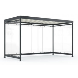 https://www.techni-contact.site/ressources/images/produits/merchandising/abri-fumeurs-premium-9m-22244372-1.jpg - Acier galvanisé - Dimensions (L x P x H) 4195 x 2165 x 2510 mm