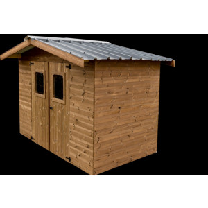 https://www.techni-contact.site/ressources/images/produits/merchandising/abri-jardin-bois-avec-toit-en-bac-acier-22574133-1.jpg - Dimensions Hors-tout : L 2,71 x P 2,60 x H 2,24 mm