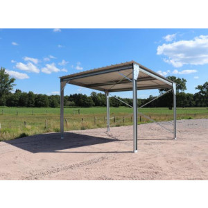 Abri métallique monopente en kit - 4x5x3,4m - 20m² - Ce carport en acier galvanisé de 20 m² vous offre une belle surface de protection pour vos véhicules. Grâce à la galvanisation, ce carport est protégé de toute corrosion liée à la pluie et aux intempéries et ne nécessite, ainsi, pas d’entretien.