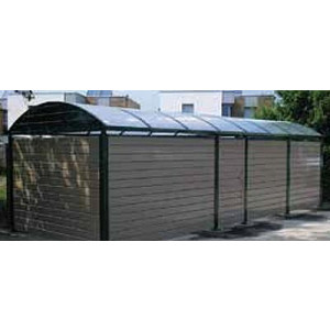 Abri poubelle à toit en polycarbonate - Ossature en acier galvanisé à chaud - Avec toit arrondi