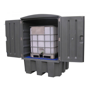 https://www.techni-contact.site/ressources/images/produits/merchandising/abri-pour-stockage-pour-cubitainer-ibc-1000-l-19559726-1.jpg - Capacité de rétention : 1000 Litres | 100% PEHD | Stockage 1 IBC, GRV, cubitainer