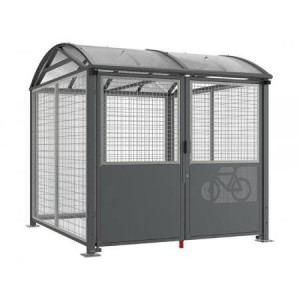 Abri vélos sécurisé L 2520 mm - Poteaux en acier galvanisé - Dimensions (L x H x P) : 2520 x 2640 x 2830 mm - Sur platines 