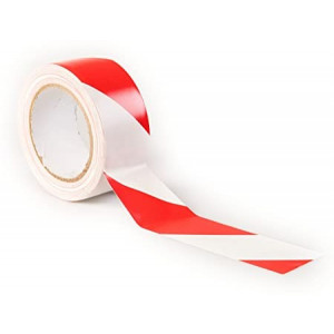 Adhésif Zébra Rouge/Blanc - Taille : 33 mm / 48 m