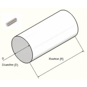 Aimant cylindrique - Diam : de 1 à 20 mm