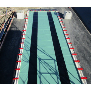 Aire de lavage souple pliable pour engins de chantier 31200 L - Dimensions : 24 m x 4,5 m x 0.30 m de hauteur