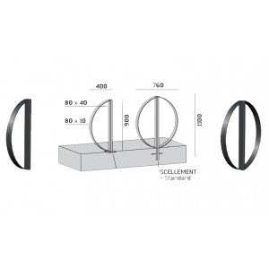 Appui pour vélo - TUBE ACIER 80 X 40.