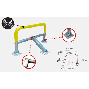 Arceau de parking - Hauteur : 510 mm - Clés différentes, identiques ou pompier