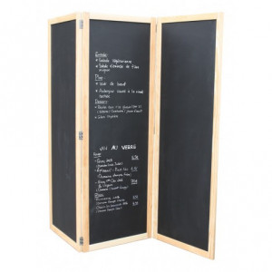 Ardoise paravent grand Menu triptyque - Dimensions :60 x 170 cm x (3 écrans) - Neutre recto/verso