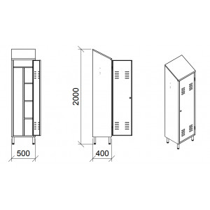 Armoire à balais inox - Pieds ronds démontables - Modèle : 1 à 2 portes