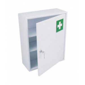 https://www.techni-contact.site/ressources/images/produits/merchandising/armoire-a-pharmacie-1-porte-acier-25714233-1.jpg - Acier - 2 étagères - Fermeture par serrure à clé - Dimensions (L x P x H) 150 x 350 x 450 mm