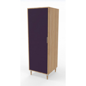 Armoire pour chambre 1 porte - Piètement hêtre massif - Panneau mélaminé de 19 mm  - patins plastiques