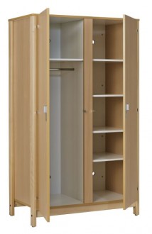 Armoire chambre multi rangements - 1 porte penderie et 1 porte lingère - Structure en hêtre -  Dimensions (LxHxP) 106 x 180 x 57,5 cm 