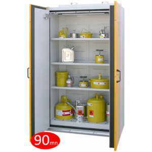 Armoire coupe-feu 90 mn pour stockage de produits inflammables - Armoire de sécurité 2 portes - Volume de stockage conseillé : 250 L