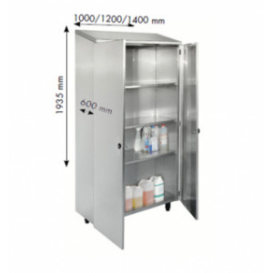 Armoire de cuisine inox à portes battantes - Matière : inox AISI 304L - 2 portes battantes  - Dim( L x l x H ) : 1000 x 600 x 1935 mm