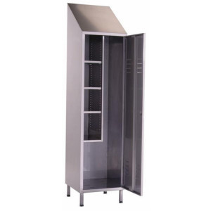 Armoire de rangement inox à 2 étagères - En acier inox - Dimensions (L x P x H) : 500 x 500 x 2160 mm