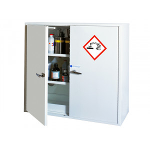 Armoire de sécurité pour corrosifs double paroi - Armoire haute 2 portes - Rétention 82L - Volume de stockage 145L - Avec fermeture automatique des portes