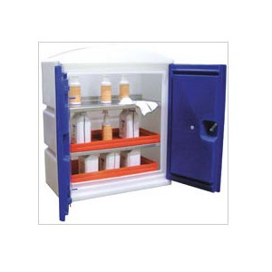 Armoire de stockage pour produits corrosifs - Construction en polyéthylène haute densité - Etagères en inox amovible