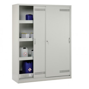 Armoire de sûreté à portes coulissantes - Matière : acier - Capacité : 700 ou 1000 L - Dimensions (L x P x H) 100 ou 150 x 50 x 195 mm