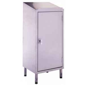 Armoire pupitre d'atelier en inox - En acier inox - Dimensions (L x P x H) : 500 x 400 x 1170 mm