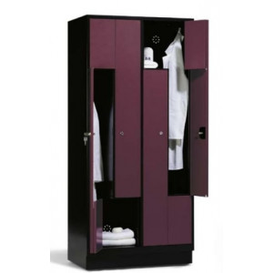 Armoire vestiaire avec mécanisme de porte pliante - Largeur : 420 ou 820 mm - Hauteur : 1800 mm - Sur socle ou sur banc intégré