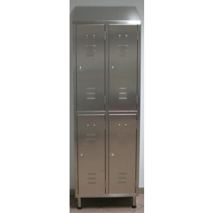 Armoire vestiaire inox 4 portes - En acier inox - Dimensions (L x P x H) : 615 x 402 x 2000 mm