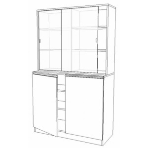 Armoire vitrine pour laboratoire - 2 Portes 2 étagères ou Vitrine 3 étagères