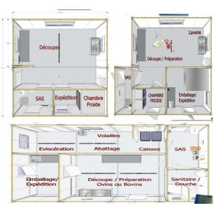 Atelier modulaire de découpe viande - Surface (m²) : 36