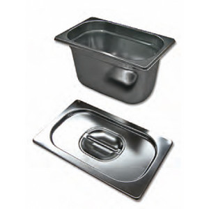 Bac alimentaire à couvercles - Matière  : inox AISI 304 L - Dim ( L x l x P ) : 235 x 175 x 150 mm- Contenance: 5.7 L