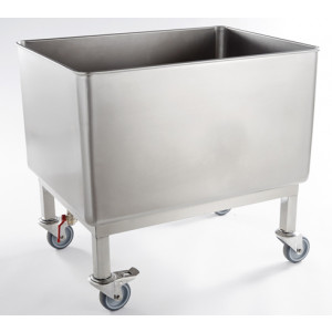 Bac alimentaire mobile - Matière : inox AISI 304L - Capacité 190 litres - Dim ( L x l x H ) : 815 x 610 x 755 mm