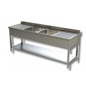 Bac de plonge en inox - Dimensions : 2000 x 700 x 850/900 ou 2400 x 700 x 850/900 mm