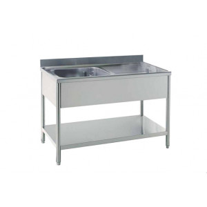 Bac de plonge inox pour cuisine professionnelle - Dimensions mm (L x P x H) : de 1200 x 700 x 850/900 mm à 1800 x 700 x 850/900 mm