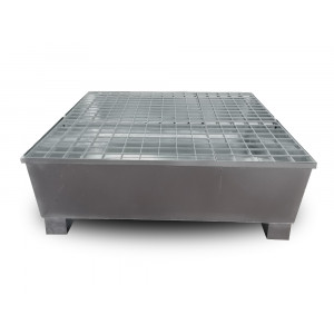 https://www.techni-contact.site/ressources/images/produits/merchandising/bac-de-retention-en-acier-galvanise-pour-4-futs-brag-4fe-94824472-1.jpg - Bac de rétention en acier pour stockage de 4 fûts. Sécurisez le stockage de 2 fûts de 220 L sur un bac de rétention en acier galvanisé - Adapté pour les produits polluants ou inflammables