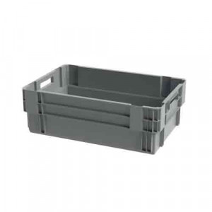 https://www.techni-contact.site/ressources/images/produits/merchandising/bac-gerbable-emboitable-gris-25-kg-47772485-1.jpg - Capacité de charge : 25 Kg – Dimensions : 600 x 400 x H200 mm – Polypropylène