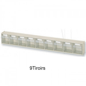 Bacs plastiques basculants - Dimensions : 62 x 600 x 77 mm - Capacité : De 2 à 9 tiroirs  - Pièces par carton : 1