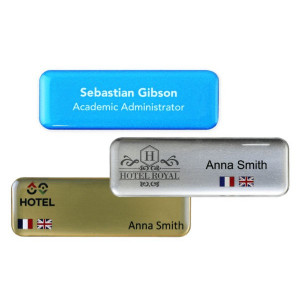 Badge nominatif personnalisable - Dimensions : 75 x 25 mm