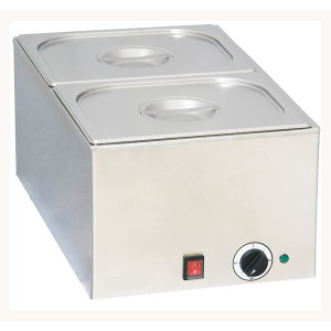 Bain-marie 2 bacs en acier inoxydable - 2 Bacs GN 1/2 inclus avec couvercle - A poser ou intégré sur meuble