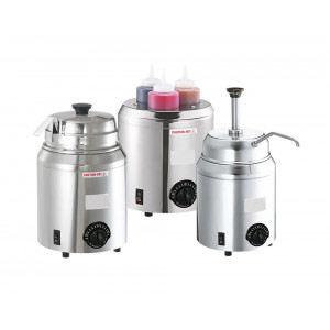 Bain-marie professionnel garniture - 3 choix de configuration : avec louche - pompe - bouteilles souples