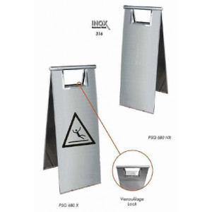 Balise sol glissant en inox - Longueur : 600 mm - Largeur : 230 mm - Hauteur : 40 mm