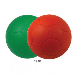 Ballon en mousse de football 19 cm - Diamètres : 19 cm - 2 coloris (rouge, vert)