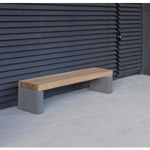 Banc béton et bois exotique - Lames en bois exotique : 120x55 mm