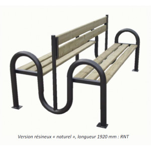 Banc bois double - Pieds en acier MANGANESE