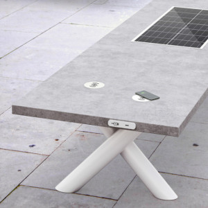 Banc connecté solaire - Disponible en 2 dimensions - 7 finitions possibles - Connexion wifi - Panneau photovoltaïque