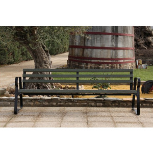 Banc d'espace public en plastique recyclé - Longueur : 200 cm - Assise : 43 cm - A sceller