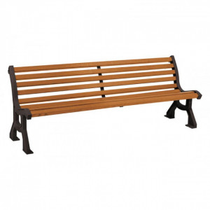 Banc de jardin 10 lames - Longueur : 2000 mm - Acier et bois - sur platines